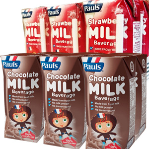 Sữa Pauls 200ml loại Mix Flavour hai mùi Dâu và Chocolate