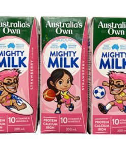 Sữa tươi mighty milk hương dâu - Australia Own Full Cream hộp 200ml